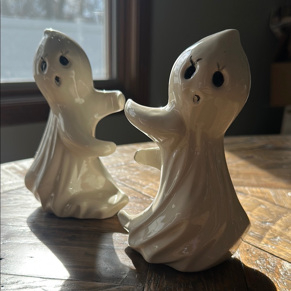 Vintage Ceramic Ghost Figurines - Candle Holders